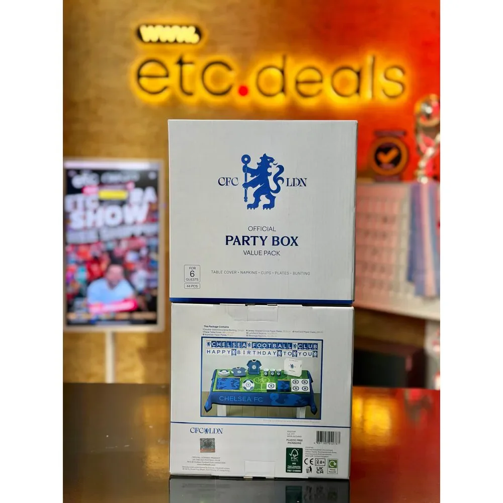 Chelsea FC Official Licensed All-in-One Party Box – 44 Pieces for 6 Guests